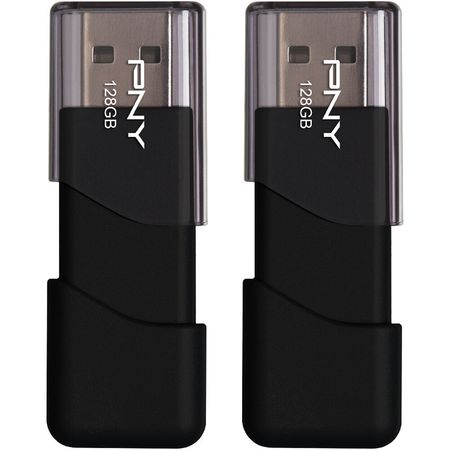 Paquete de 2 Unidades de Memoria Usb 2.0 Pny Turbo Attache 3 de 128Gb en Color Negro 1715171-REG