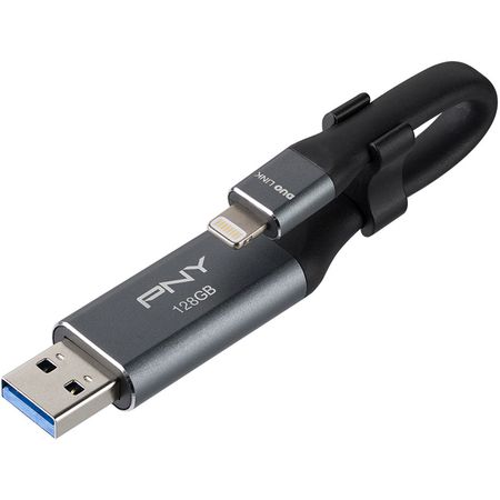 Unidad Flash Pny Duo Link Usb 3.0 Otg de 128Gb para Iphone y Ipad 1364305-REG