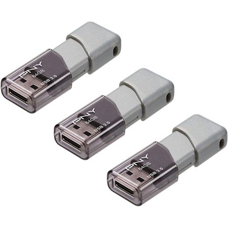 Pack de 3 Unidades de Memoria Usb 3.0 Pny Turbo Attaché 3 de 64Gb en Color Gris 1671187-REG