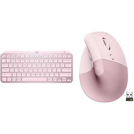 Set de Teclado Inalámbrico Logitech Mx Keys Mini y Mouse Vertical Lift Rosado 1709390-REG