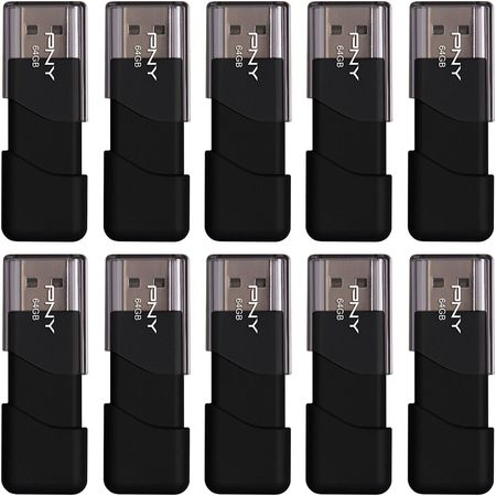 Paquete de 10 Unidades de Unidades Flash Usb 2.0 Pny Attaché 3 de 64Gb 1743438-REG
