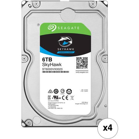 Paquete de 4 Unidades de Disco Duro Interno Seagate Skyhawk Surveillance Sata Iii de 6Tb Oem 3.5 1671522-REG