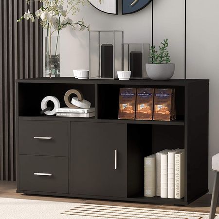 Aparador Moderno Ricardo Melamina Negro TU MESITA