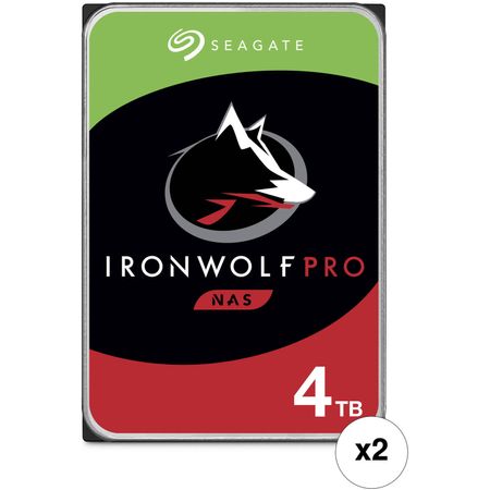 Disco Duro Interno Nas Seagate Ironwolf Pro 4Tb 7200 Rpm Sata Iii 3.5 Cmr Retail 2 Pack 1770080-REG