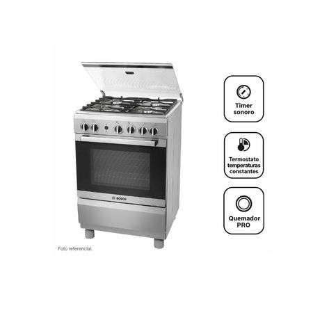 Cocina Bosch PRO447 a Gas de Pie 4 Quemadores Acero Inoxidable