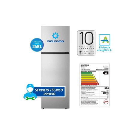 Refrigeradora de 248 Litros con Dispensador de Agua Indurama RI-389 Silver
