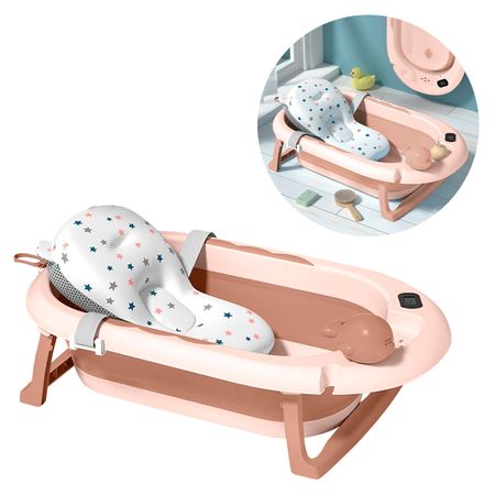 Bañera Plegable para Bebe Portátil Rosado