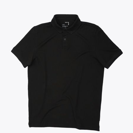 Polo Camisero Piqué Negro para Hombre Drop the Label Manga Corta Algodón Pima talla S