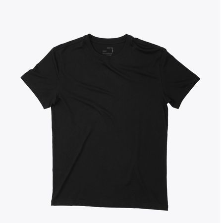 Polo Negro para Hombre Drop the Label Cuello Redondo Manga Corta Algodón Pima talla S