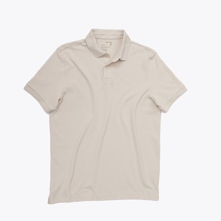 Polo Camisero Piqué Beige para Hombre Drop the Label Manga Corta Algodón Pima talla S