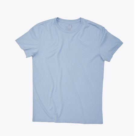 Polo Celeste para Hombre Drop the Label Cuello Redondo Manga Corta Algodón Pima talla S