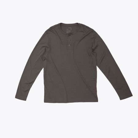 Polo Marrón Henley Manga Larga para Hombre Drop the Label Algodón Pima talla XL