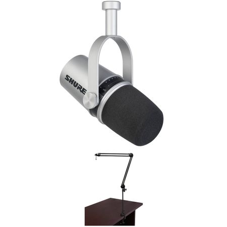 Kit de Micrófono para Podcast Shure Mv7 con Brazo Articulado Plateado 1600763-REG