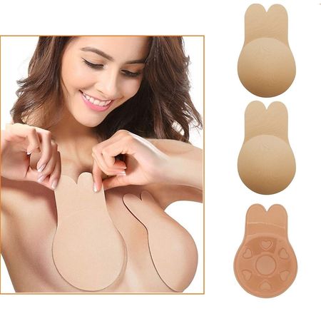 Brasier Invisible Push Up Orejas de Conejo Adhesivo Beige