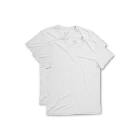 2-Pack Polo Blanco para Hombre Drop the Label Cuello Redondo Manga Corta Algodón Pima talla M