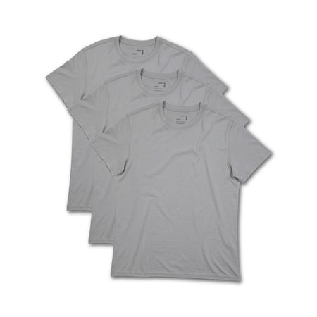 3-Pack Polo Gris Oscuro para Hombre Drop the Label Cuello Redondo Manga Corta Algodón Pima talla L