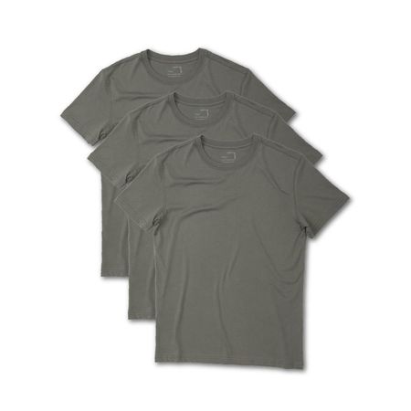 3-Pack Polo Verde Oliva para Hombre Drop the Label Cuello Redondo Manga Corta Algodón Pima talla L