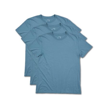 3-Pack Polo Azul Acero para Hombre Drop the Label Cuello Redondo Manga Corta Algodón Pima talla XXL