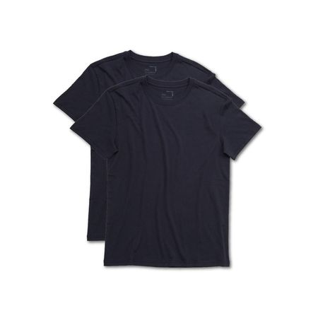 2-Pack Polo Azul Oscuro para Hombre Drop the Label Cuello Redondo Manga Corta Algodón Pima talla S