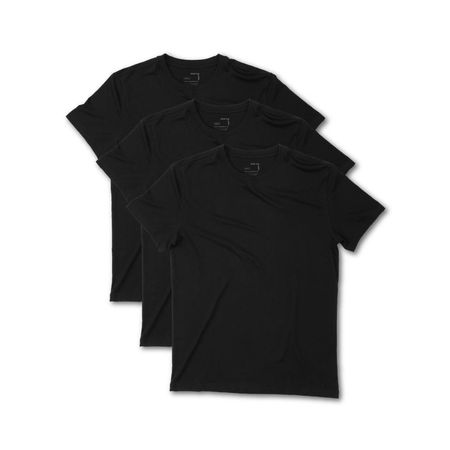 3-Pack Polo Negro para Hombre Drop the Label Cuello Redondo Manga Corta Algodón Pima talla M