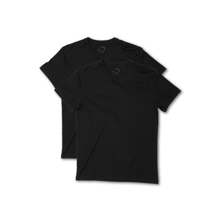 2-Pack Polo Negro para Hombre Drop the Label Cuello Redondo Manga Corta Algodón Pima talla S