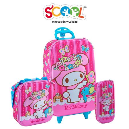 Pack Mochila Con Ruedas Carry On Scool Full 3D My Melody