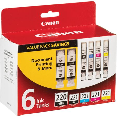 Value Pack de 6 Cartuchos de Tinta Canon Pgi 220 Cli 221 1700875-REG