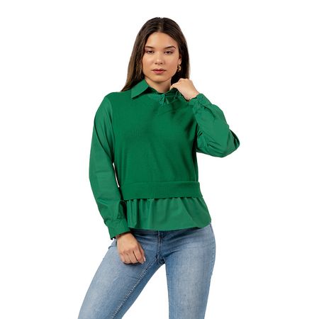 Chompa Camisero 2 en 1 Color Verde M