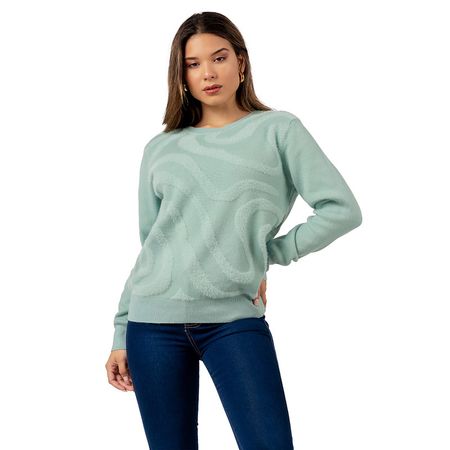 Sueter Polera Mujer de Cashemira Color Verde Agua L