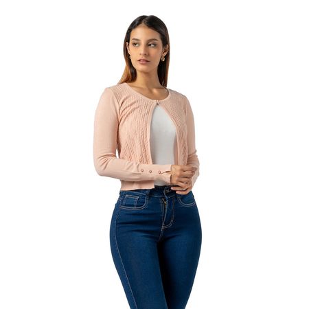 Cárdigan Corto de Cashemira para Mujer Color Nude S