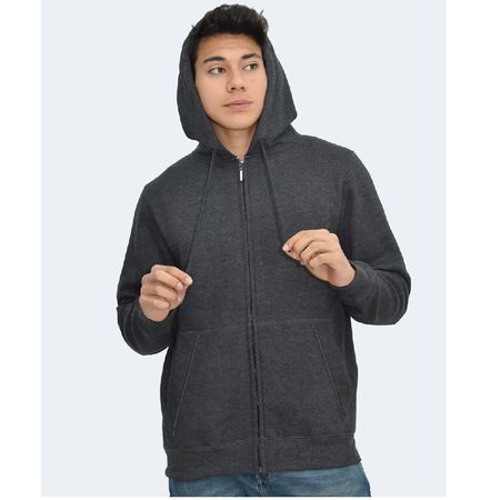 Polera con Cierre para Hombre Negro Jaspeado Talla L