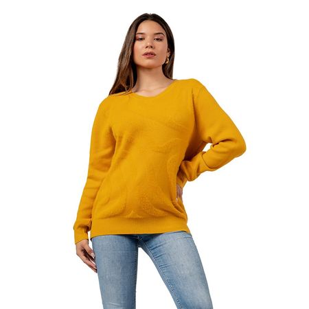 Sueter Polera de Cashemira Color Amarillo para Mujer M