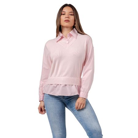 Chompa Camisero 2 en 1 Palo Rosa M