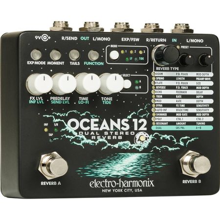 Electro-Harmonix Oceans 12 Reverb Estéreo Dual: 12 Tipos de Reverb, 24 Presets, Controles Esotéricos 1572704-REG