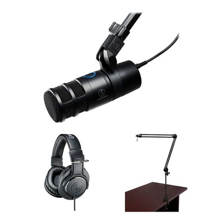 Audio-Technica Consumer AT2040USB Dynamic USB Podcast Microphone Kit with Headphones and Broadcast A 1768683-REG