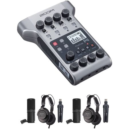 Kit de Micrófono para Podcast de 2 Personas y Grabador de Podcast Multitrack Portátil Zoom Podtrak P 1580535-REG