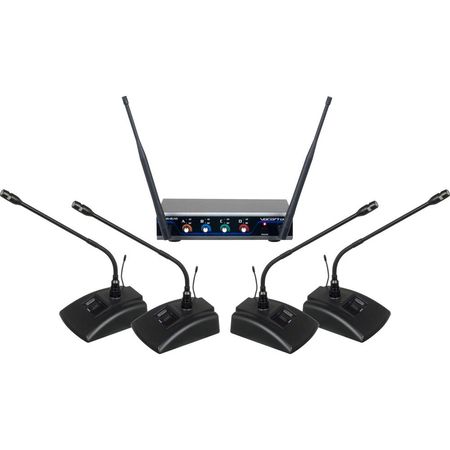 VocoPro Sistema de Conferencia Inalámbrico Digital-Quad de 4 Canales UHF (C4: 915 a 927 MHz) con Tec 1496156-REG