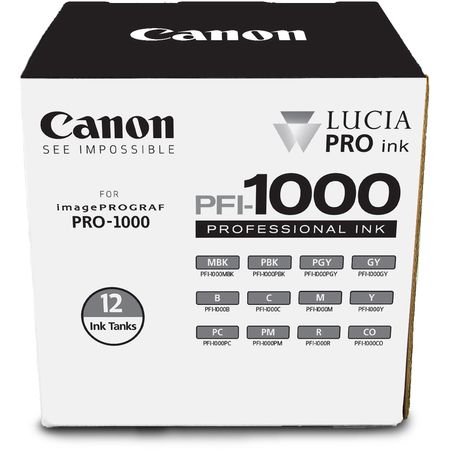 Set de 12 Cartuchos de Tinta Canon Pfi 1000 Lucia Pro 1322137-REG