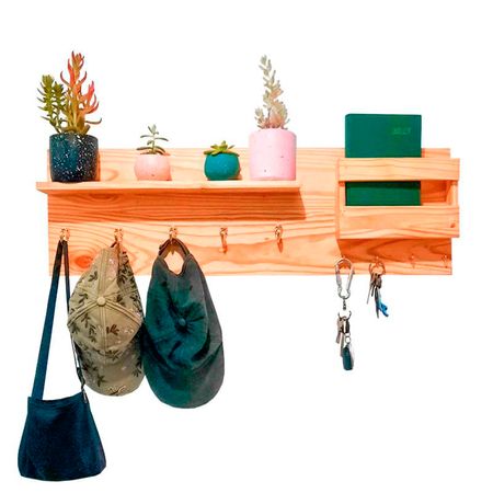 Perchero Empotrable Lauren de Madera Acabado Barniz Transparente Perchero Empotrable Lauren de Madera Reciclada Barniz Incoloro