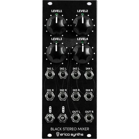 Erica Synths Black Stereo Mixer V3 Módulo Eurorack (10 HP) - 4 Entradas Estéreo, Control de Volumen, 1763646-REG