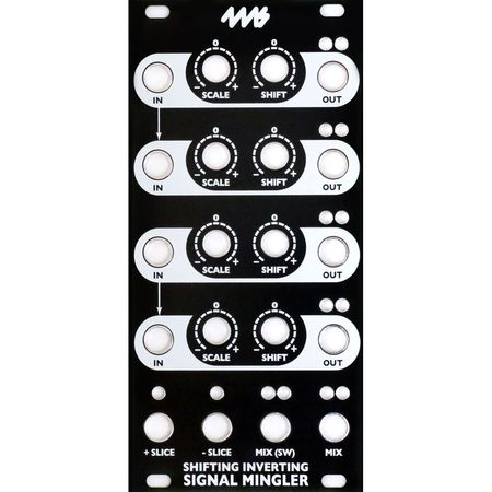 Módulo Eurorack 4ms Shifting Inverting Signal Mingler - Carátula DIY Satinado Negro con Arte Blanco, 1774251-REG