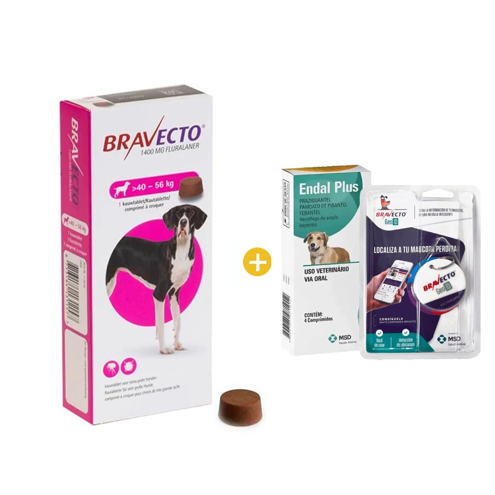 Bravecto Antipulgas para Perro Masticable 40 - 56 Kg y GRATIS Geolocalizador