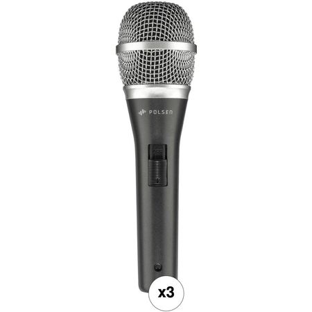Micrófono de Mano Dinámico Profesional Polsen M-85 (Gris Oscuro, Paquete de 3) - Ideal para Voces, E 1611131-REG