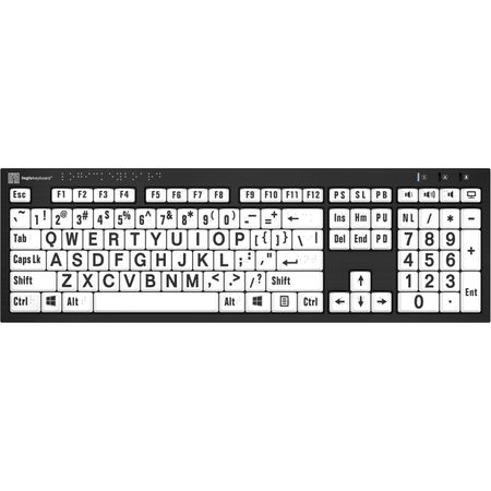 Teclado Logickeyboard Nero Braille And Large Print Windows Blanco Inglés 1686532-REG
