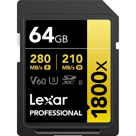Tarjeta de Memoria Lexar 64Gb Professional 1800X Uhs Ii Sdxc Serie Gold 1679663-REG