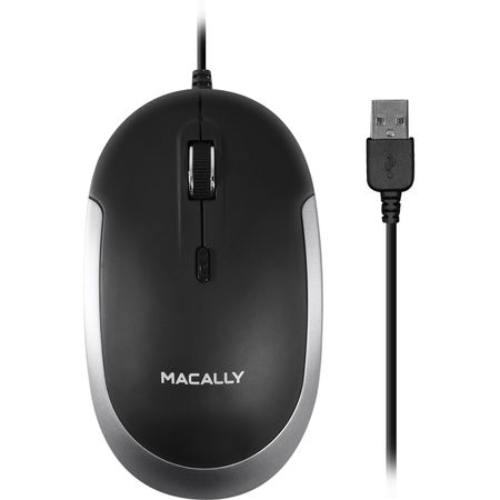 Mouse Óptico Silencioso Macally Usb Negro Gris 1481790-REG