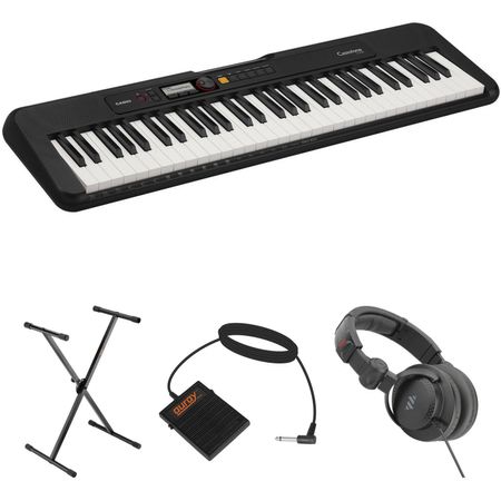 Teclado Portátil Casio Ct S200 de 61 Teclas Kit de Valor con Soporte Pedal Y Auriculares Negro 1560637-REG