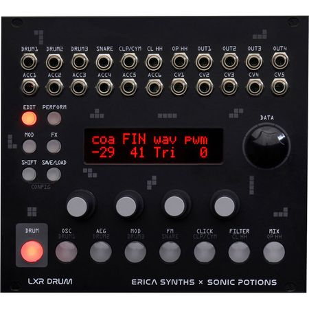 Módulo de Batería Eurorack Erica Synths LXR (28 HP) - Motor de Sonido LXR-02, 6 Voces, 7 Entradas de 1764031-REG