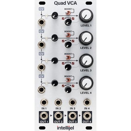 Módulo Eurorack IntelliJel Quad VCA y Mezclador en Cascada (12 HP) - Control Manual de Nivel, Atenua 1794808-REG