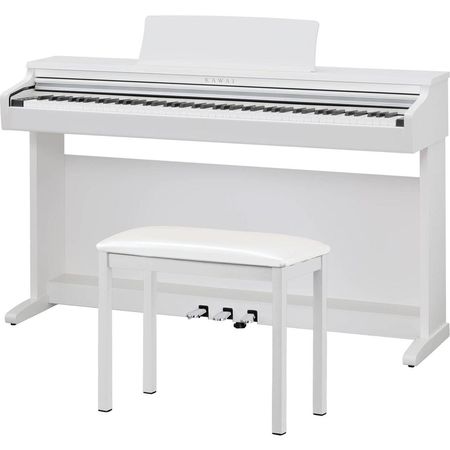 Piano Digital Kawai KDP120 de 88 Teclas con Banco a Juego (Blanco Satinado Premium) - Ideal para Pri 1642940-REG